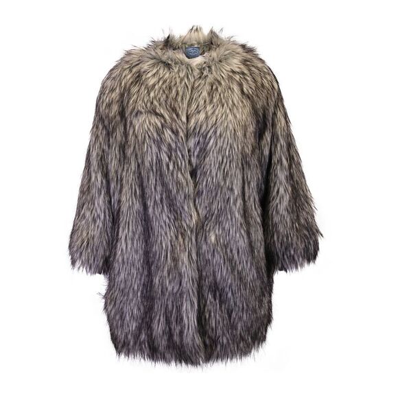 Prada Open Faux Fur Coat in Grey Acrylic - Picture 1 of 4